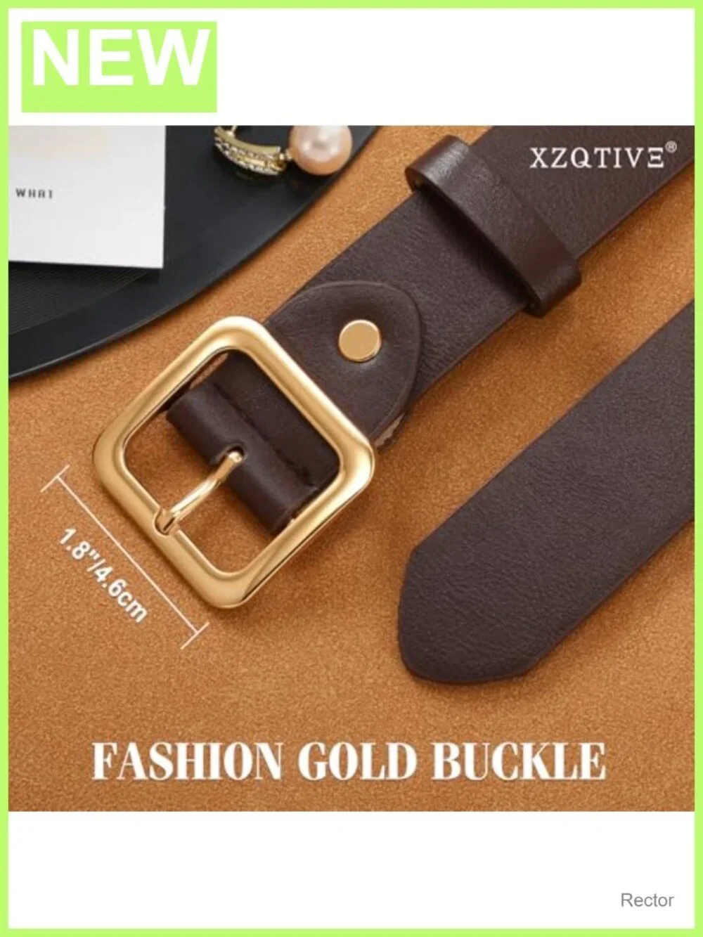 Faux Leather Belt with Square Buckle for Jeans Dresses